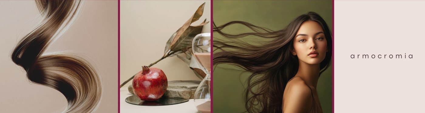 Il moodboard, prima riga: la materia dei capelli, la natura morta col melograno, i volti, l'armocromia