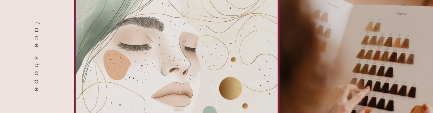 Il moodboard, seconda riga: face shape, l'illustrazione del volto, la cartella colori
