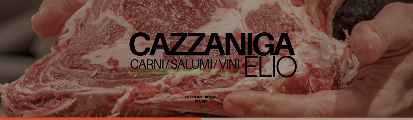 Il logotipo Cazzaniga Elio composto sopra la fotografia della carne