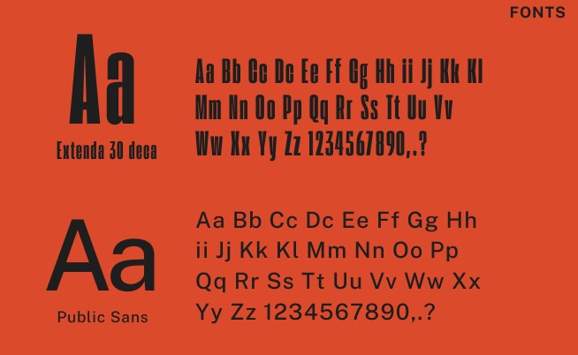 Il sistema tipografico: Extenda 30 Deca e Public Sans